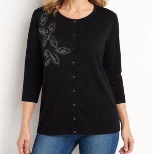 CJ Banks Black Knit Top